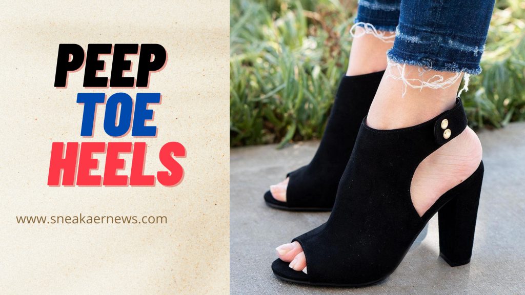Peep toe shoe heels